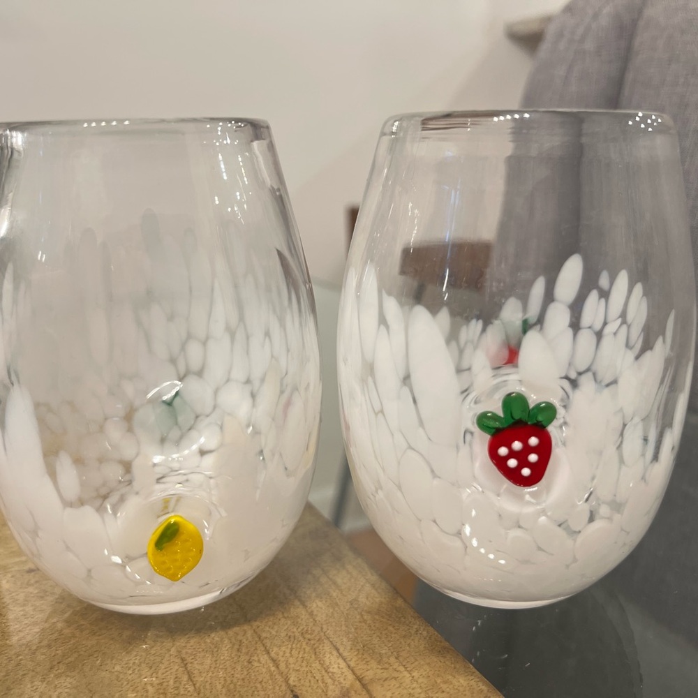 2 Colorful Fruit Stemless Glasses - Picture 3 of 4